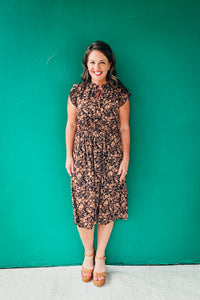 Rylie Pleated Sleeve Floral Midi Dress