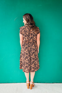 Rylie Pleated Sleeve Floral Midi Dress