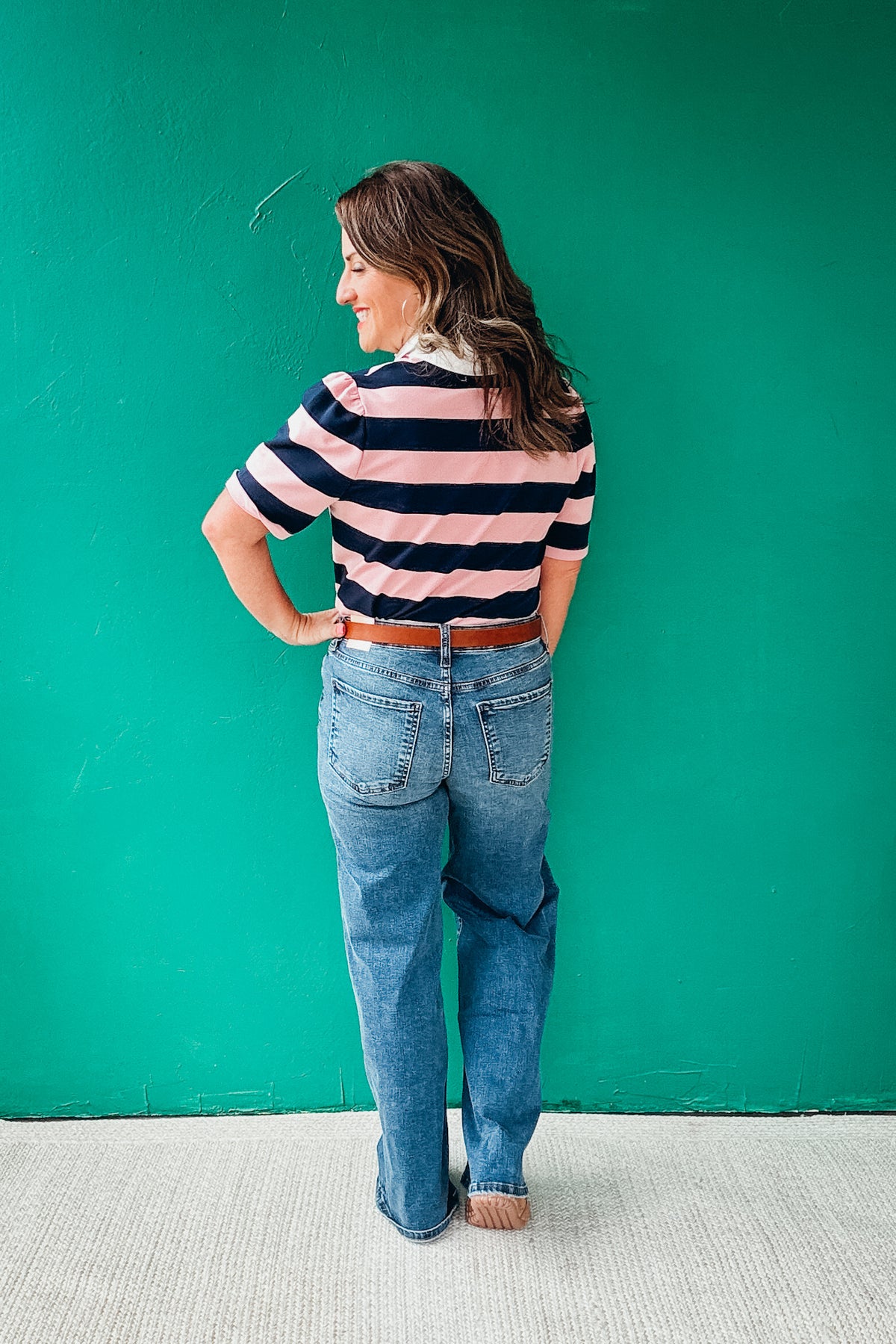 Laurel Striped French Terry Puff Sleeve Rugby Shirt