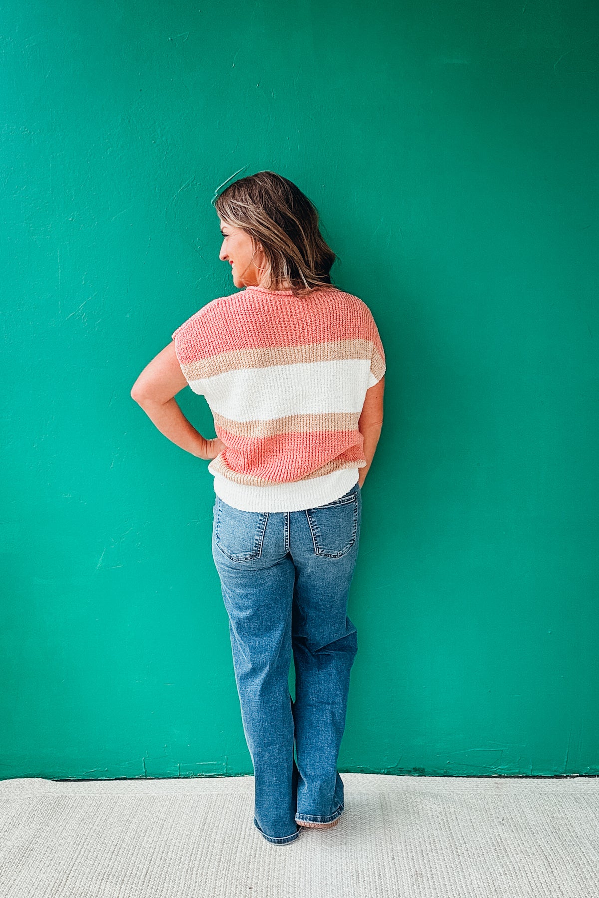 Shelby Low Color Block Textured Light Sweater