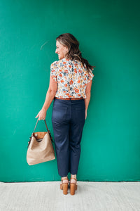 Lauren Ruffle Neck and Sleeve Floral Top