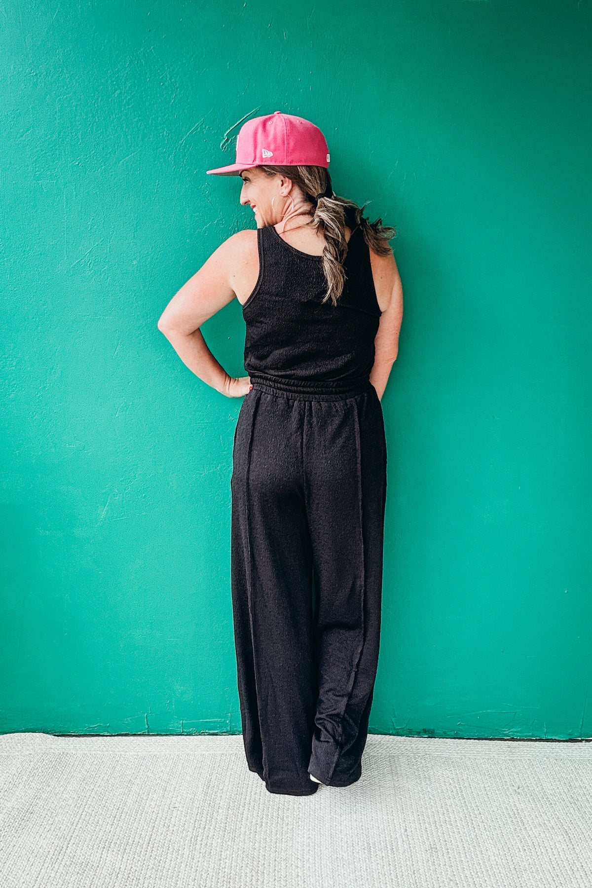 Elise Textured Crepe Knit Wide-leg Tank Jumpsuit