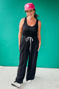 Elise Textured Crepe Knit Wide-leg Tank Jumpsuit