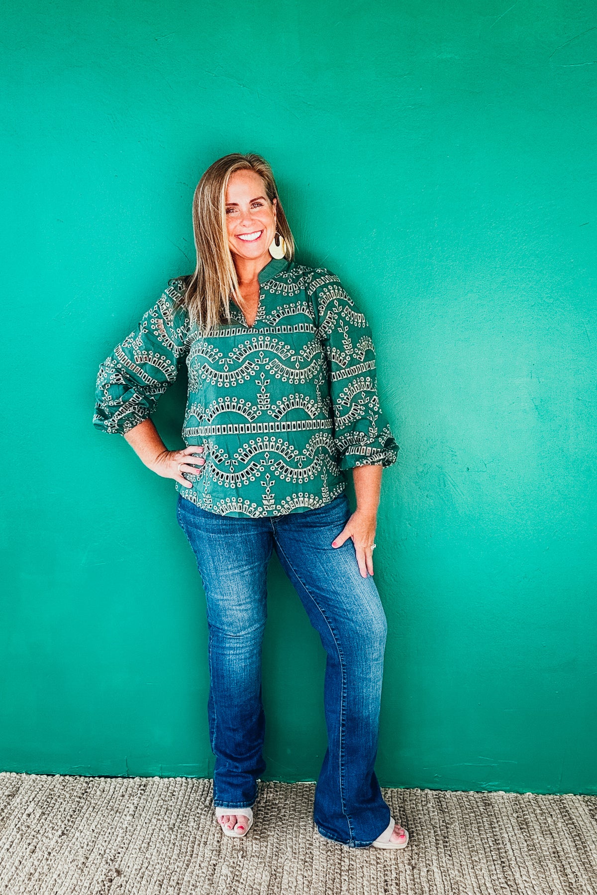 Vera Eyelet Long Sleeved Top