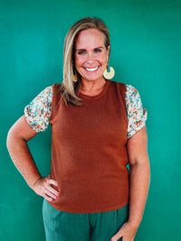 Camila Print Sleeve Knitted Blouse