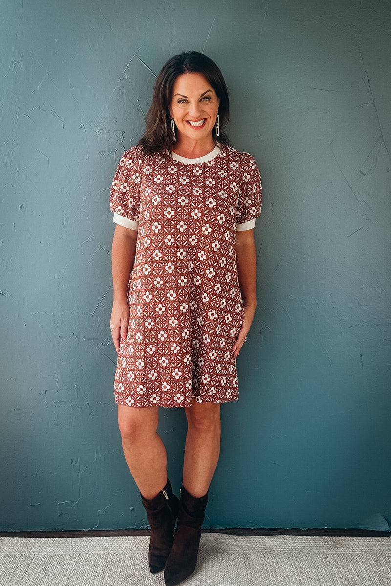 Marlowe Floral Textured Puff Sleeve Mini Dress