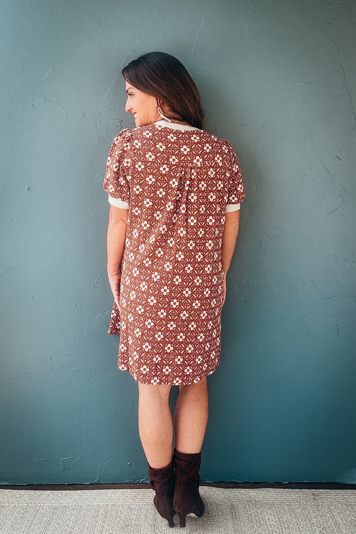 Marlowe Floral Textured Puff Sleeve Mini Dress