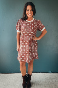 Marlowe Floral Textured Puff Sleeve Mini Dress