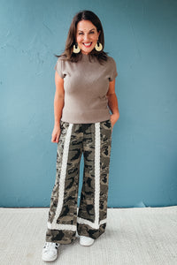 Rory Lace Trimmed Camo French Terry Wide-leg Pants