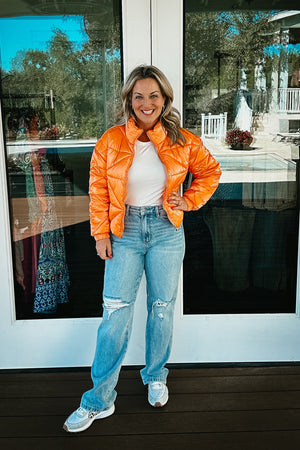 Lydia Orange Puffy Sport Jacket