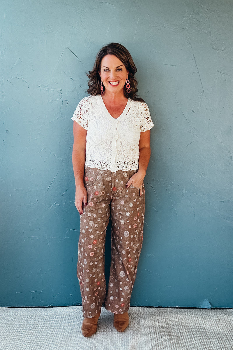 Blair Floral Printed Barrel Denim