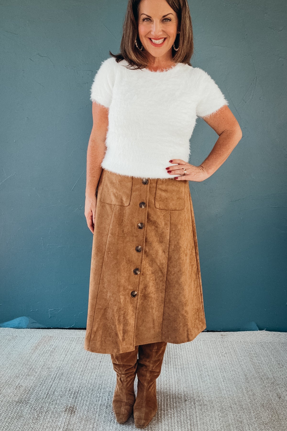 Georgia Faux Suede Midi Skirt