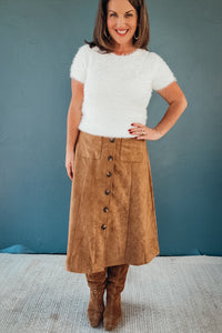 Georgia Faux Suede Midi Skirt