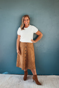 Georgia Faux Suede Midi Skirt