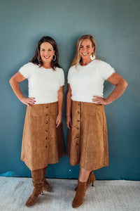 Georgia Faux Suede Midi Skirt