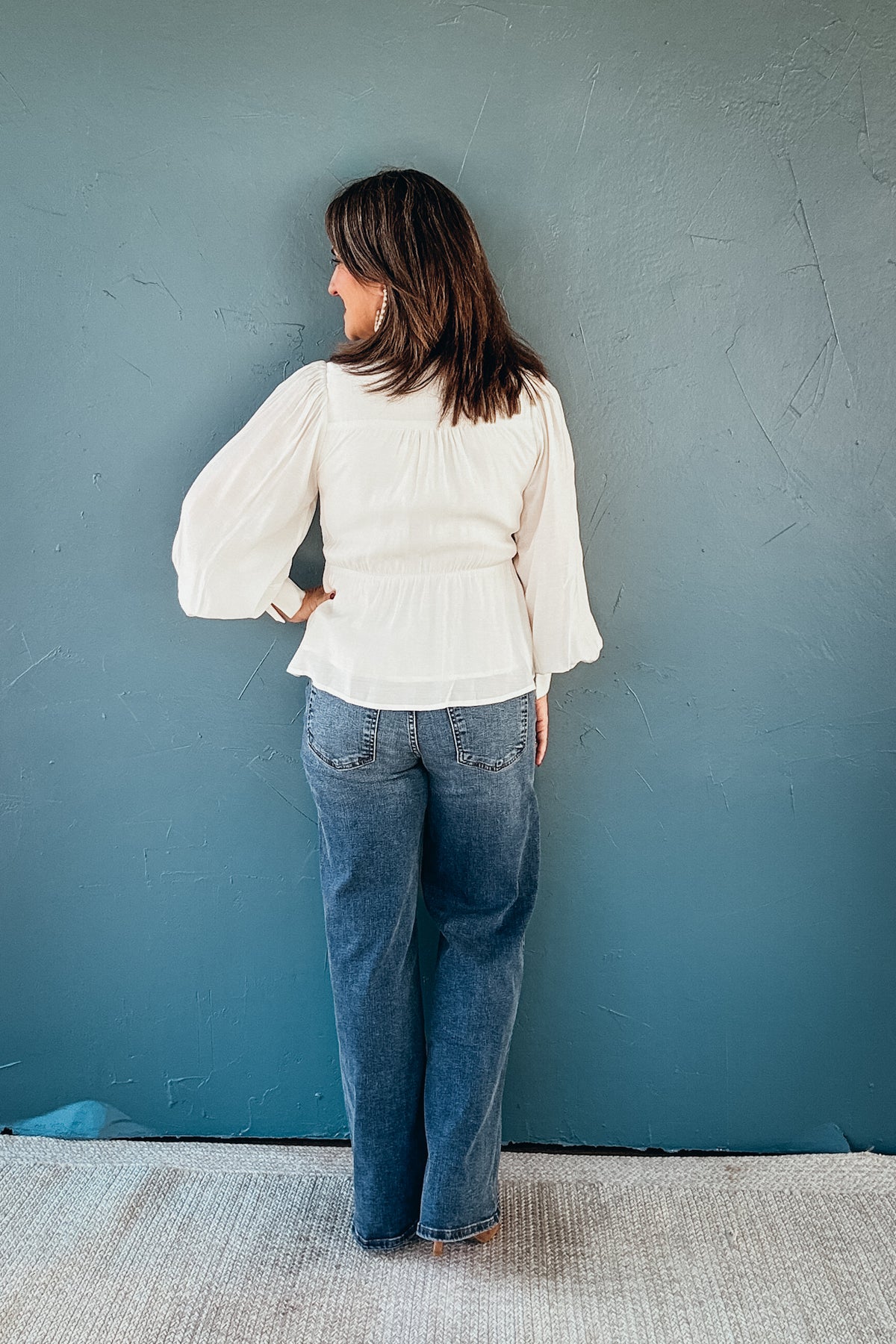 Opal Peplum Button Down Blouse