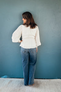 Opal Peplum Button Down Blouse