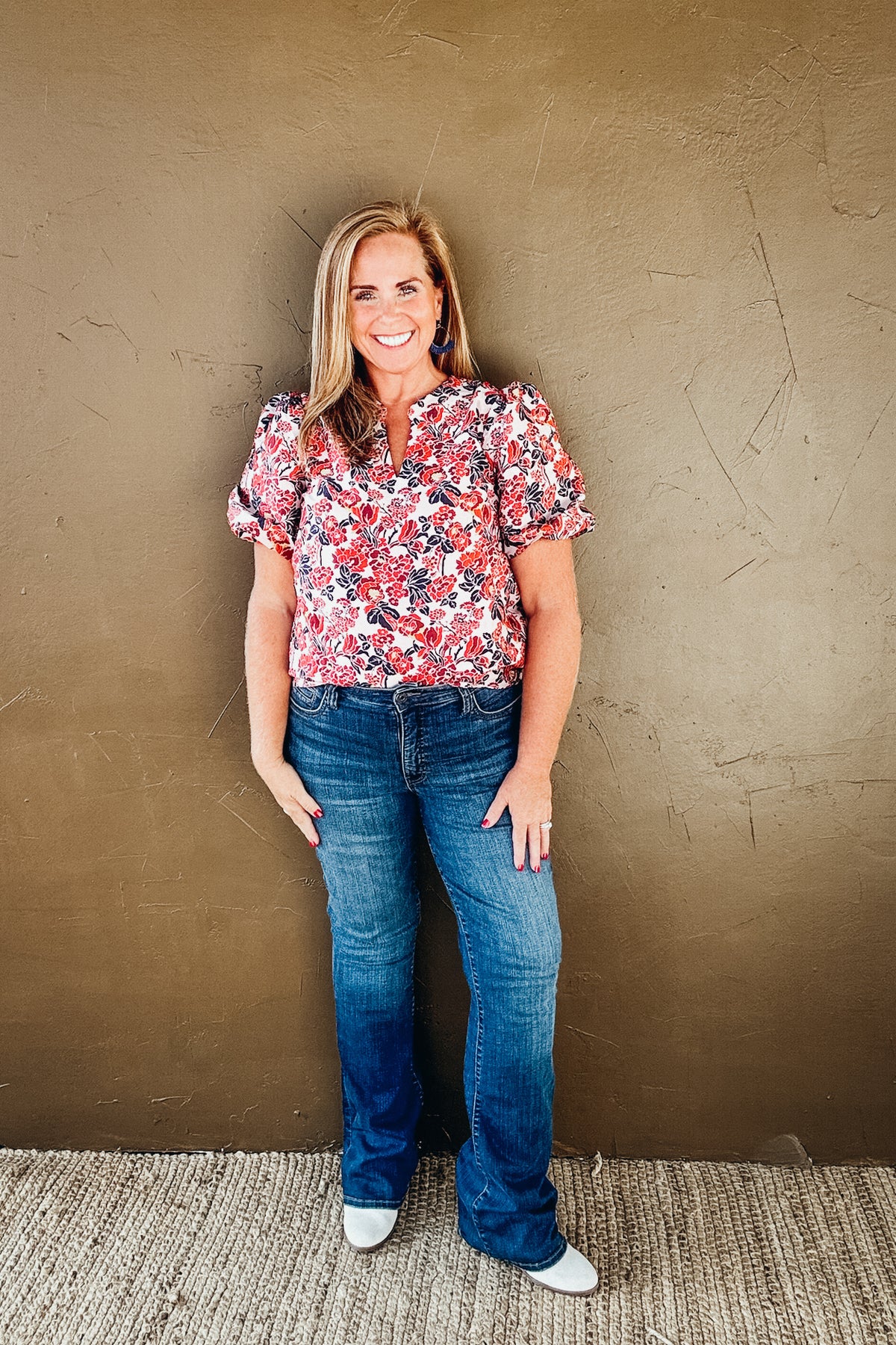 Diana Multi Color Floral Jacquard Blouse