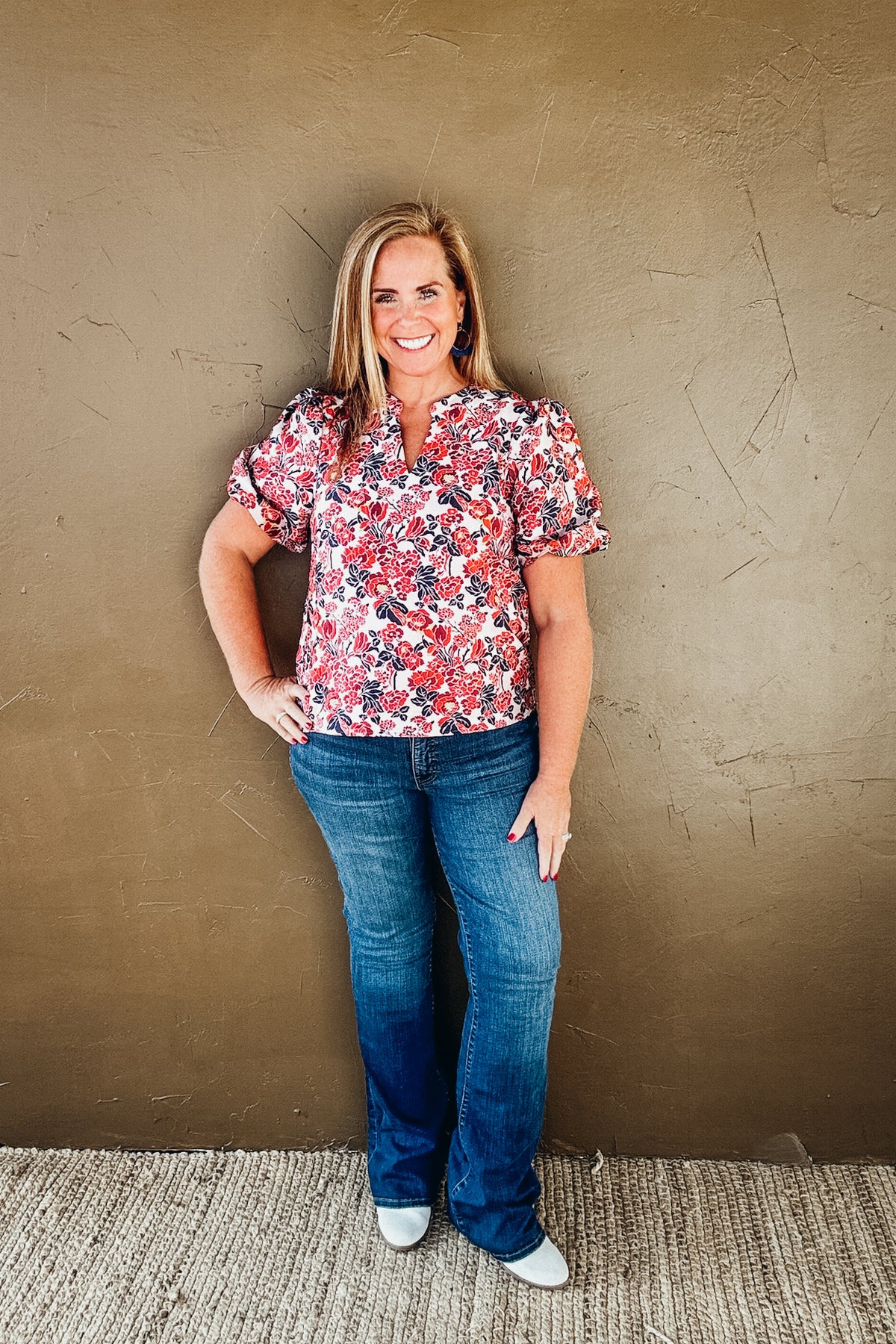 Diana Multi Color Floral Jacquard Blouse