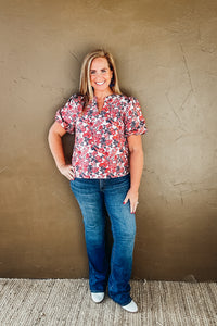 Diana Multi Color Floral Jacquard Blouse