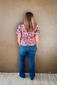 Diana Multi Color Floral Jacquard Blouse