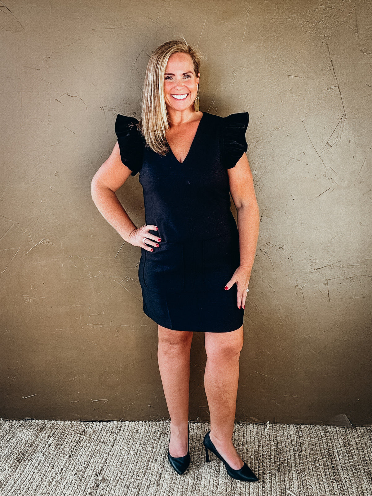 Emily Ruffle Cap Sleeve Sheath Dress