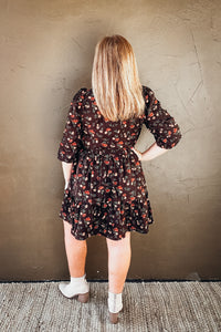 Maren Corduroy Floral Ruffle Mini Dress