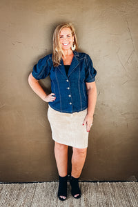 Calla Short Sleeve Lightweight Denim Shirt Jacket