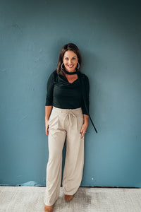 Lucille Long Sleeve Sweater Top with attached scarf detail