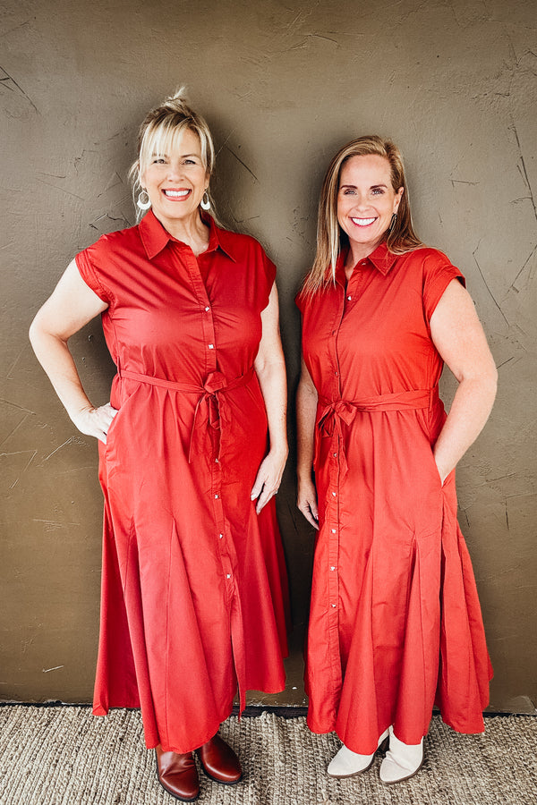 Harlow Brick Button Down Dress