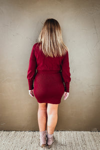 Marlowe Boatneck Ribbed Knit Sweater Blouson Dress