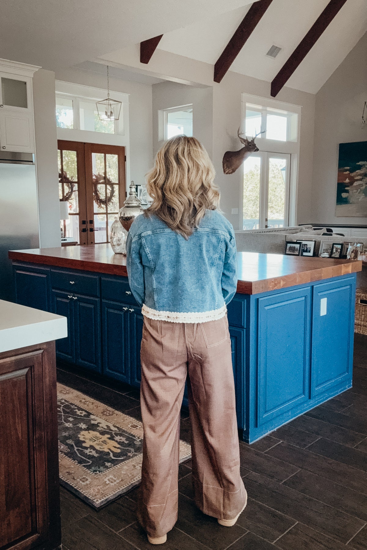 Monroe Contrast Stitch Wide Leg Pants