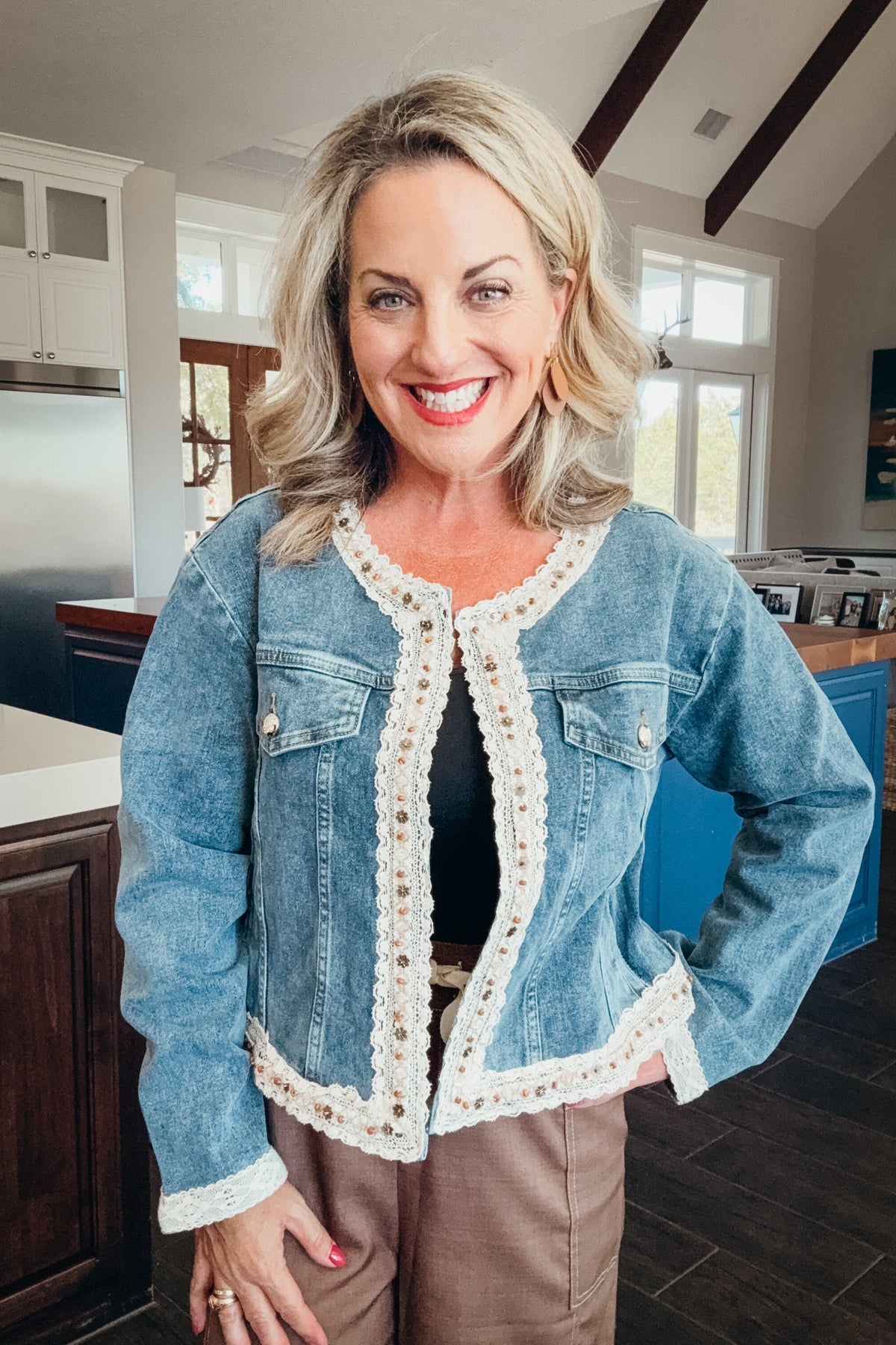 Juliette Beaded Vintage Denim Jacket