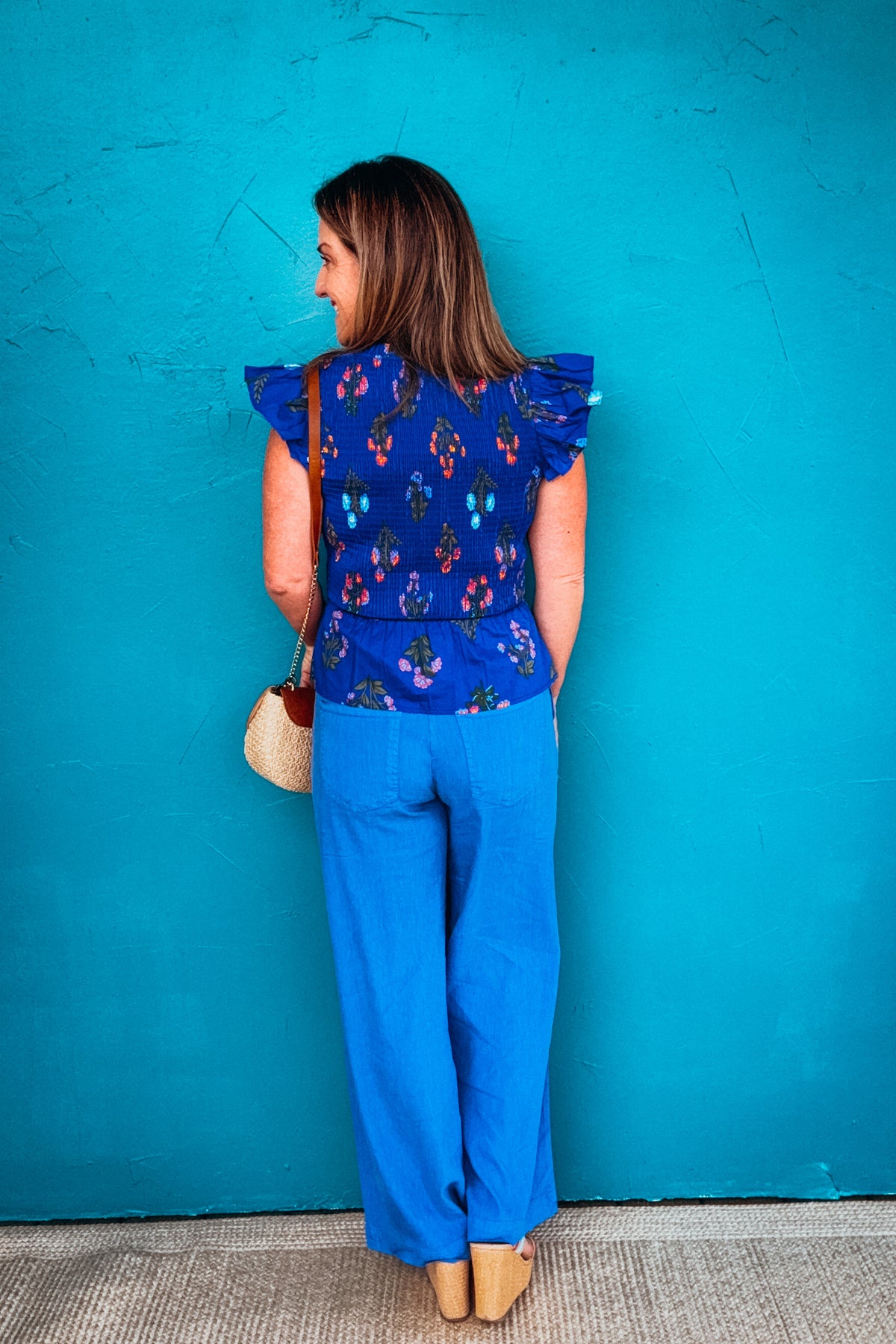 Colette Floral Smocked Ruffle Peplum Top