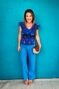 Colette Floral Smocked Ruffle Peplum Top