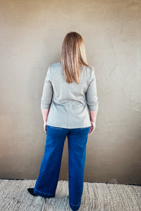 Adrienne Shirred Sleeve Textured Blazer in Olive