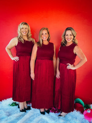 Melody Pleated Satin Skirt Dress