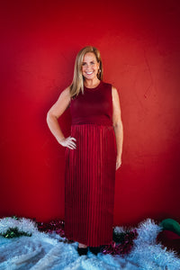 Melody Pleated Satin Skirt Dress