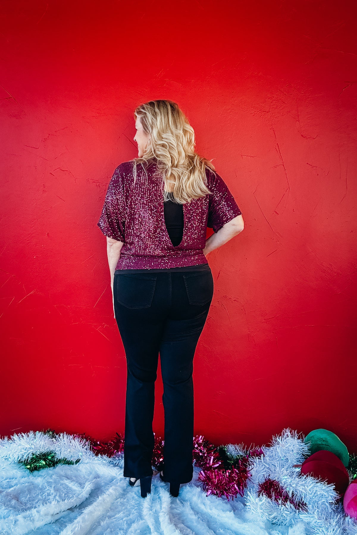 Seraphina Sequin Dolman Sleeve Top