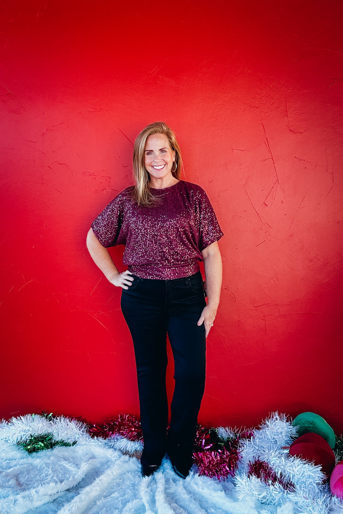 Seraphina Sequin Dolman Sleeve Top