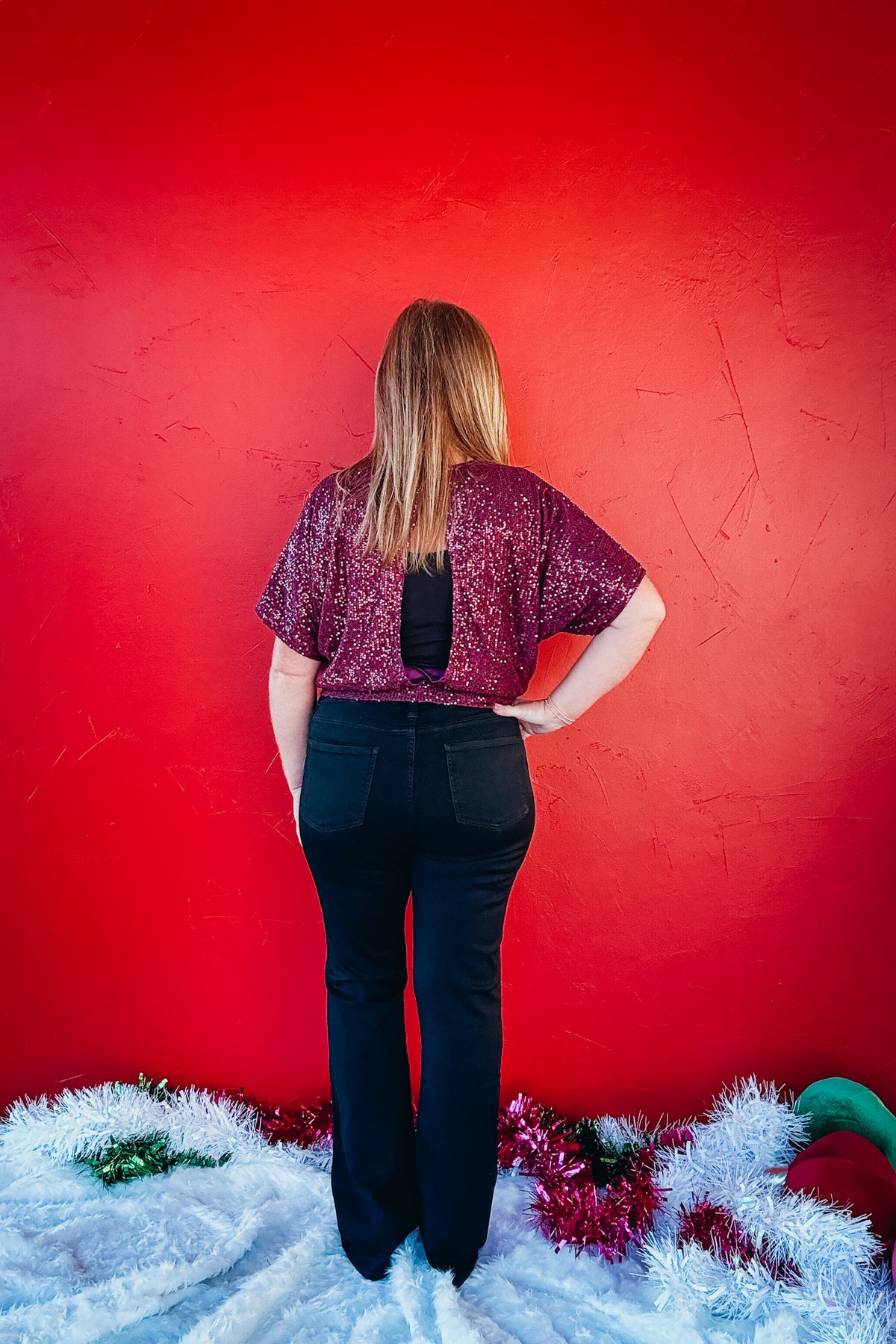 Seraphina Sequin Dolman Sleeve Top