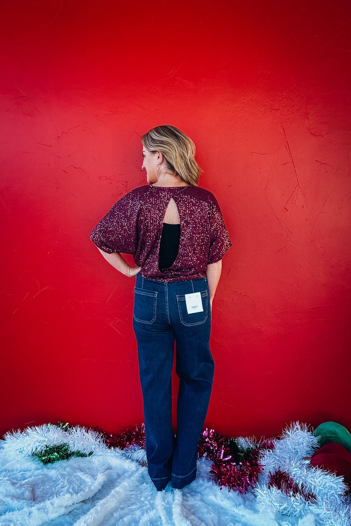 Seraphina Sequin Dolman Sleeve Top