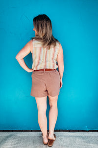 Indie Multi Color Striped Gauze Top