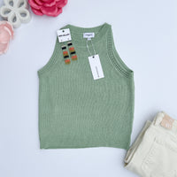 Analise Halter Sweater Top in Sage
