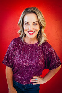 Seraphina Sequin Dolman Sleeve Top