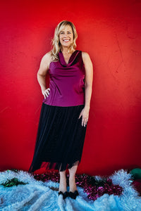 Bianca Satin Cowl Neck Top