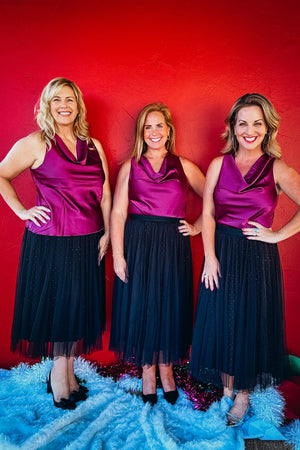 Bianca Satin Cowl Neck Top