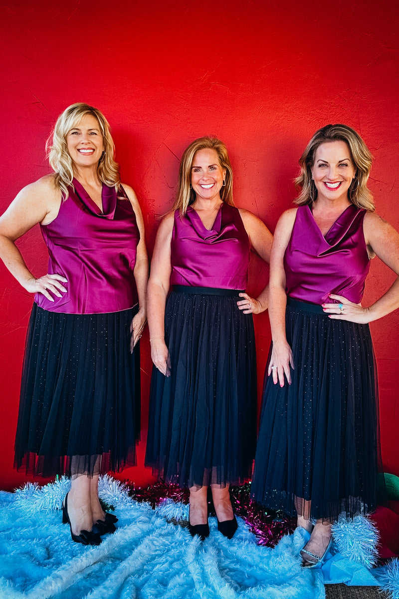 Bianca Satin Cowl Neck Top