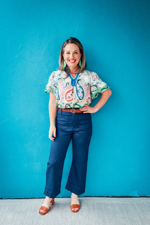 Ella Paisley Print Ruffle Sleeve Blouse