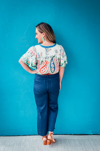Ella Paisley Print Ruffle Sleeve Blouse